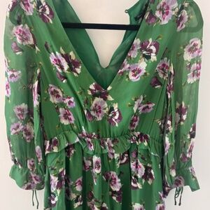 Massimo Dutti Green Floral Maxi Dress